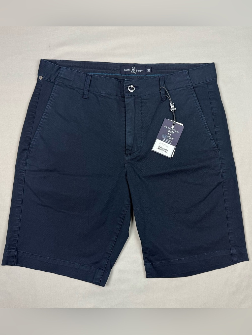 Psycho Bunny Mens Diego Shorts Sz 31 x 9” Inseam Navy Blue Chino B8